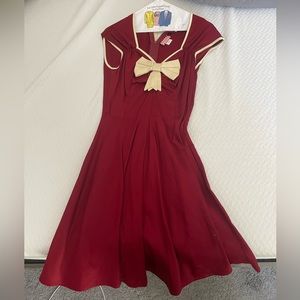 Women’s burgundy pinup couture dress